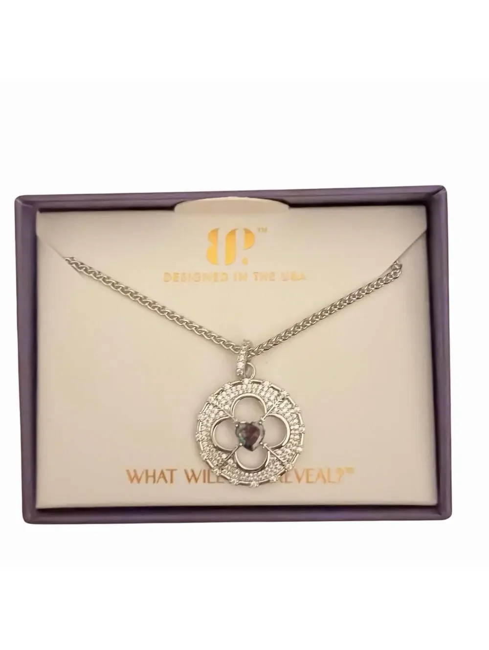 Bomb Party June Heart Clover “Designer Details” NK76173 Alexandrite on Rhodium